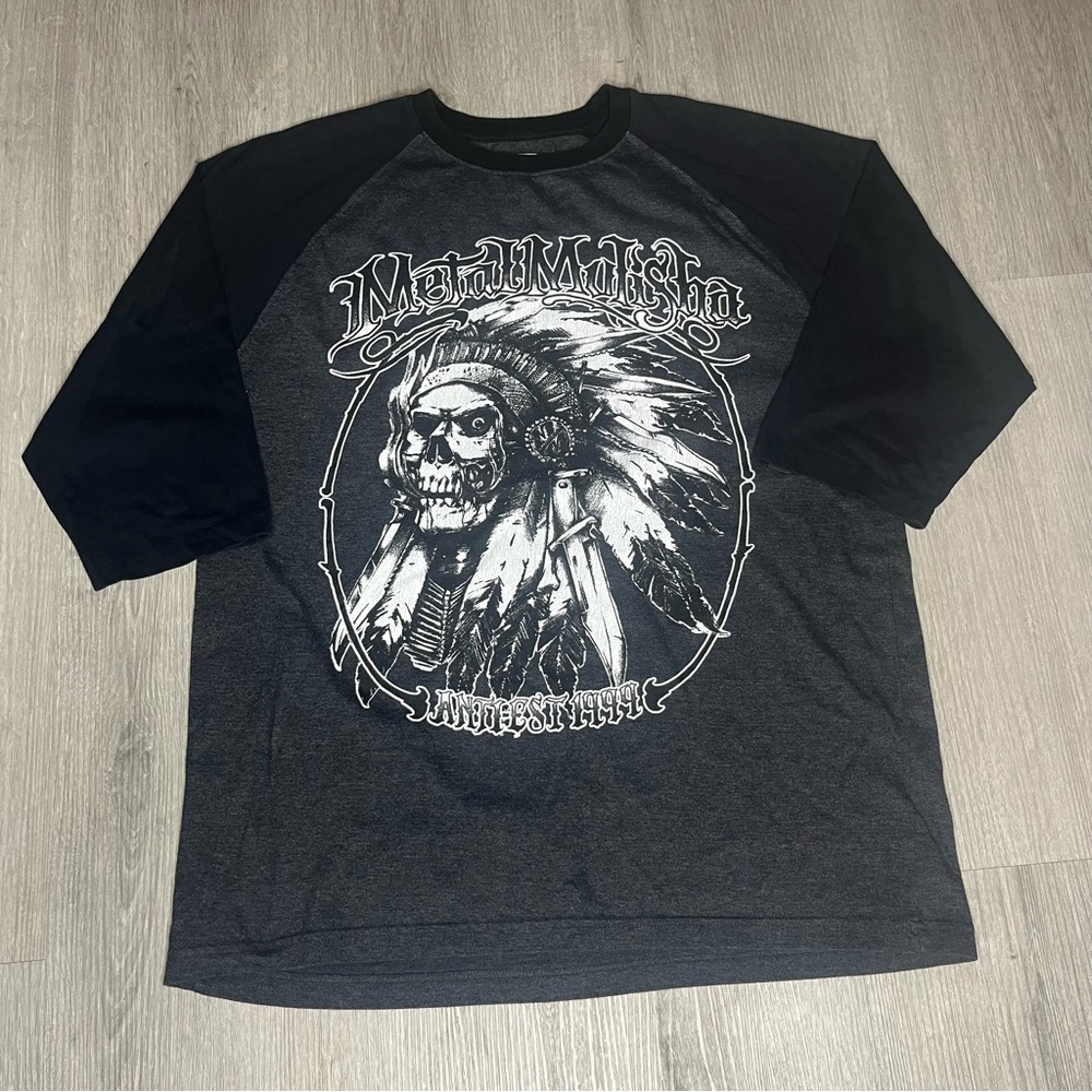 Metal Mulisha Anti-Est 1999 Skull 3/4 Sleeve Baseball Shirt